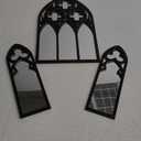 3 Pack Gothic Mirrors Wall Decor Vintage Cathedral Arch Frame Mirror Goth Room Decor 13.78 Inches Rustic Spooky Decorative Mirror Wall Hanging for Bedroom Bathroom Living Room (Silver)