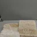 OLANLY Bathroom Rug Set 2 Piece, Soft Absorbent Microfiber Bath Mats and U-Shaped Contour Toilet Rug, Non-Slip, Machine Wash Dry, Plush Shaggy Bath Mats for Bathroom (30"x20"+U24 x20, Light Beige)