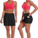 BUBBLELIME Women Adjustable Running Tennis Skort Pockets Workout Golf Skirt (Black, M)
