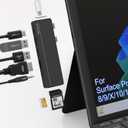 Surface Pro 8/9/X/10 Dongle - Surface Pro 9 Adapter with 4K HDMI, Thunderbolt 4 (8K@30Hz Video+40G Data+100W PD), USB 3.0, SD/TF Reader, 3.5mm Audio Surface Pro 9 Docking Station Hub