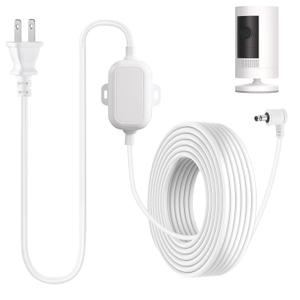 ALERTCAM 25ft Weatherproof Power Cable for Stick Up Cam Battery/Plug-in (3rd Gen), Reliable Charging Cable with Barrel Plug for Continuous Security Power, White