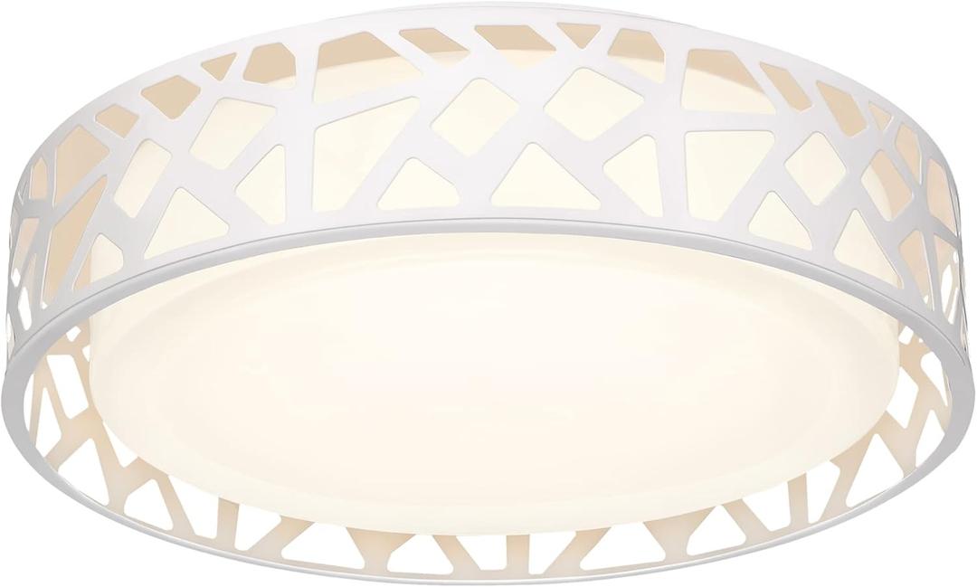 Flush Mount Ceiling Light Fixture, 12 inch 15W 1100 Lumens LED Ceiling Lights, Dimmable 3000K Warm White Light Fixtures Ceiling Mount for Bedroom, Kitchen, Hallway, Stairways