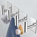 VAEHOLD Wall Towel Hooks, Heavy Duty Sticky Holder Waterproof Towel Hooks for Hanging Coat, Clothes, Closet Hook Wall Mount for Kitchen (Chrome, 4 Pack)