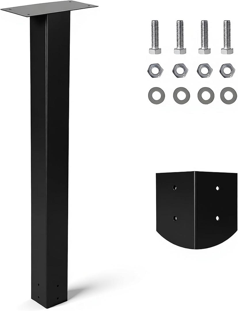 43" Heavy Duty Galvanized Steel Mailbox Post - Rustproof 4x4 Black In-Ground Mount, USPS Compliant, Easy DIY Installation for Standard Mailboxes