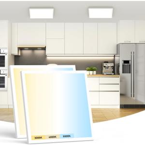 2 Pack 2x2 LED Flat Panel Light Surface Mount- 50W 3000K/4000K/5000K Selectable Color by Switch 120V 5500LM Bright 2 x 2 led Flat Panel Light for Office/Kitchen/Garage (White)