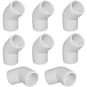 1" 45 Degree PVC Elbow Fitting, Furniture Grade 2 Way Right Angle Elbow Side Outlet, PVC Corner Fittings for DIY Building Furniture Greenhouse Shed Pipe Fittings Tent Connection (Pack of 8) (White)
