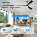 56 inch Modern Smart Ceiling Fan with Light, Black Gold Outdoor Ceiling Fans for Patios with Alexa/Google/App and Remote Control, 3 Blade DC High CFM for Indoor Bedroom/Living Room/kitchen Ceiling Fan