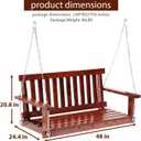 Outdoor Wooden Porch Swing 4Ft Patio Porch Swing Bench 800 LBS Load-Bearing Capacity Swing Chair Two-Person Seating with Adjustable Hanging Chains, Durable Swing Bench for Courtyard, Garden, Backyard