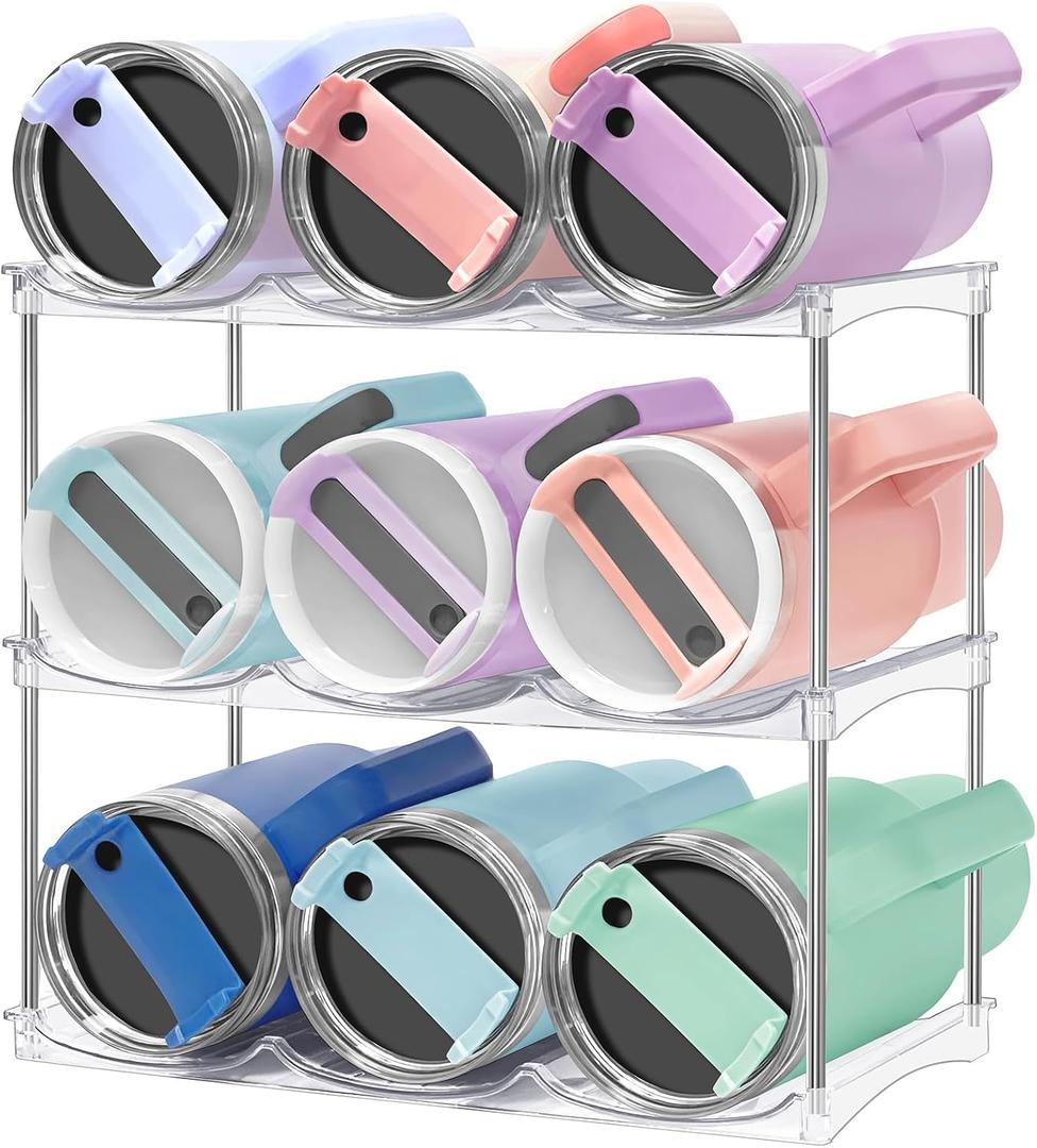 Water Bottle Organizer for Stanley 40 oz Tumbler - Stackable Water Bottle Holder for Cabinet Pantry Kitchen Organizers and Storage for Stanley Cup Holder Accessories, Tumbler Organizer Storage Rack