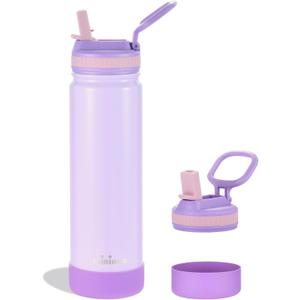 Insulated Stainless Steel Water Bottle with Straw, Ceramic-Lined, BPA-Free & Leak-Proof, 24 oz, Sparkling Lavender