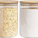 Glass Storage Jars Set Elegant Containers with Airtight Bamboo Lids, Perfect for Kitchen Organization - Flour, Rice, Pasta, Sugar, Coffee Beans, Accessories Included (2 packs(111oz))