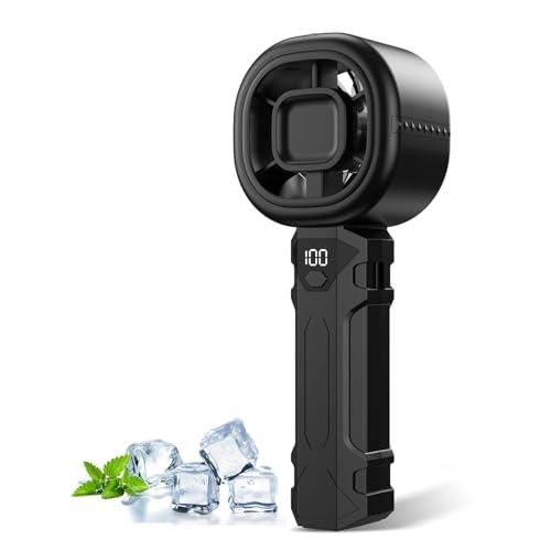 Set of 2, Portable Handheld Turbo Fan, Personal Mini Fan with Digital Display, 3 Wind Speeds 3000mAh Battery USB Rechargeable Hand Held Fans for Makeup, Home, Office, Travel, Outdoor Gift for Men Women(Black)