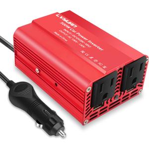 LVYUAN 500W Power Inverter for Vehicles DC 12V to 110V AC Car Plug Adapter Outlet Converter with 2 USB Fast Charging Ports and 2 AC Outlets Car Charger Adapter
