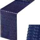 Navy Blue Sequin Table Runner 12" x 108" Pack of 6 Sequin Table Cloth Runner Glitter Table Runner for Party Decor Glitter Party Supplies Fabric for Baby Shower Event Table Decor