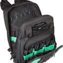 Amazon Basics Tool Backpack with LED Light, 55 Pockets, Padded Shoulder Straps, Tool Storage Bag, Black