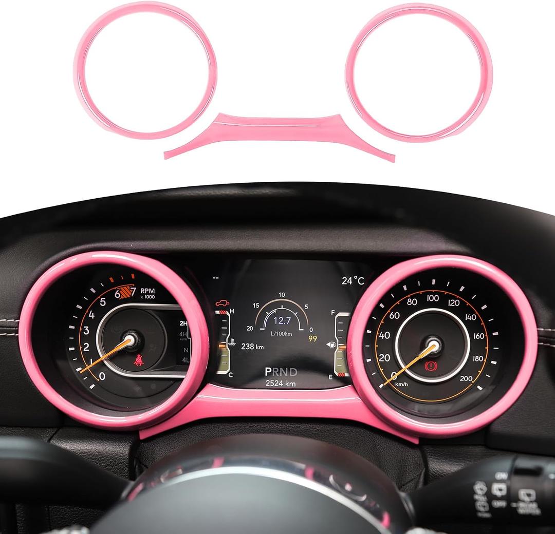 RT-TCZ for Jeep JL Dashboard Instrument Panel Gauges Trim Ring Cover for Jeep Wrangler JL JLU Gladiator JT 2018-2023 Pink Interior Accessories 3pcs
