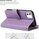 iCoverCase for iPhone 11 Wallet Case with Card Holder and Wrist Strap, PU Leather Kickstand Card Slots Zipper Pocket Magnetic [Detachable] Flip Cover Case 6.1 Inch (Purple)