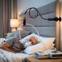 CPAP Hose Holder for Bed, Hose Hanger Avoid Buckling and Prevent Blockage, Adjustable Angle Arbitrarily Sleeping Accessories, CPAP Accessories Supplies for Bedside & Sleep, No Punching Required(Black)