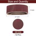 uxcell 12pcs 3" x 21" Sanding Belts 400 Grits Aluminum Oxide Abrasive Belt Sander Paper Sanding Papers for Metal Wood Grinding Polishing, Reddish Brown