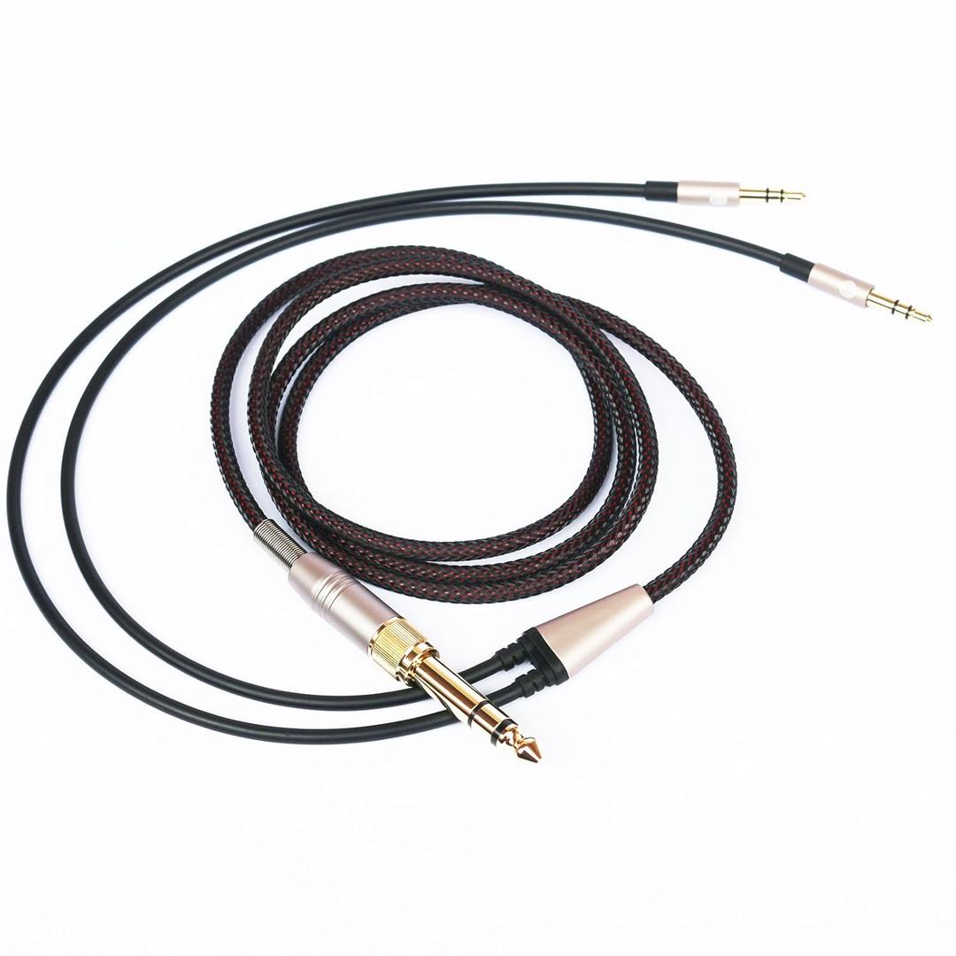 Replacement Cable Compatible with Hifiman HE4XX, HE-400i (The Latest Version with Both 3.5mm Plug) Headphones 3.5mm / 6.35mm to Dual 3.5mm Jack Male Cord 1.2m/4ft