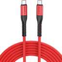 LENTION USB C to USB C Cable 3.3ft 60W, Type C 20V/3A Fast Charging Braided Cord Compatible with iPhone 15/15 Pro/15 Pro Max, 2023-2016 MacBook Pro, New iPad Pro/Mac Air/Surface, More (Red)