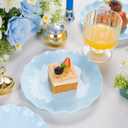 LIYH 20 Pcs Light Baby Blue Plastic Plates Reusable 7.5 Inch - Unbreakable Scalloped Dessert Plates for Weddings Camping Party Outdoor Picnics Dishwasher Safe BPA Free(20Guests)