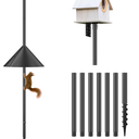 Flanagan 92 Inch Bird House Pole Mount Kit, Adjustable Heavy Duty Feeder Pole for Outdoors, Feeding Station With Squirrel Proof Baffle for Watching (House Not Included)