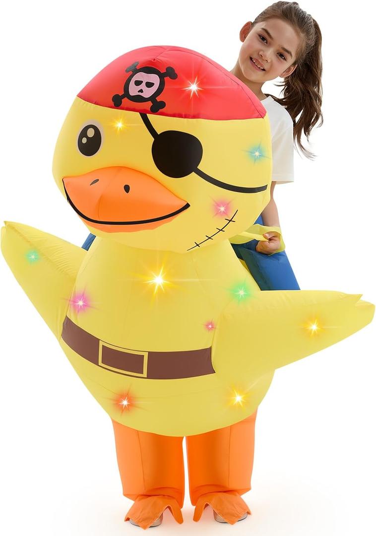 Kids Inflatable Costume Christmas Blow up Animal Costumes with LED Light Riding on Costume for Cosplay Girls Boys