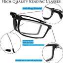 Viseng anti-blue light folding reading glasses for men and women with telescopic rod portable fashion ultra-light leather case +1.0 (3 Pairs: Black & Black & Black)