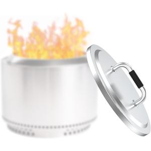 Fire Pit Lid for Solo Stove Bonfire 2.0-19.5" Stainless Steel Fire Pit Lid Cover with Heat-Resistant Handles, for Solo Stove Bonfire Accessories, Camping for Other 19.5" Firepit