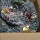 Christmas Garland for Front Door, 6 Foot Artificial Unlit Winter Garland with Pine Cones, Berry Clusters, Burgundy Ball Ornaments and Ribbon for Thanksgiving Holiday Christmas Decoration