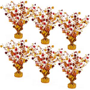 Juexica 6 Pcs Fall Centerpieces for Tables Fall Thanksgiving Halloween Maple Leaves Office Table Decorations Metallic Gleam Foil Maple Decor for Autumn Harvest Season Halloween Holiday Wedding Party