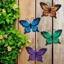 hogardeck Metal Butterfly Wall Decor, 4 PCS Multicolor Butterfly Spring Decor for Indoor Outdoor, Decorative Hanging Wall Art for Kitchen, Living Room, Porch, Garden, Yard