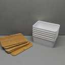 Storage Bins with Bamboo Lids, 6 Pack Plastic Storage Baskets and Storage Containers, Storage Baskets for Organizing Shelves Drawers Desktop Closet Playroom Classroom Office Home, White