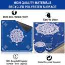 GreenD Mahjong Mat for Table 31.5"x31.5" Rubber American Mahjong Mat with Rules, Non Slip Noise Reduction Game Table Cover with Dice for Mahjong, Poker, Board, Card, Tile Games (Blue)