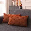 Fall Pillow Covers 12x20 inch Set of 2 for Fall Decorations Autumn Rust Pumpkin Soft Plush Faux Fur Wool Throw Pillow Cushion Covers for Sofa Living Room Couch Bed Home Decor