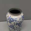 Denique Vintage Blue and White Porcelain Vase Ceramic Vase for Home Decor, Retro Crack Blue Flower Vase Pottery Vase Chinoiserie Decor (5.9x7.8inch)