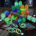 Wettarn 180 Pcs/ 60 Sets Jesus Easter Egg Fillers with Luminous Bracelets Christian Cards Jesus Is The Light of The World Gifts for Easter Basket Stuffers Bulk Church Resurrection Favors(Colorful)