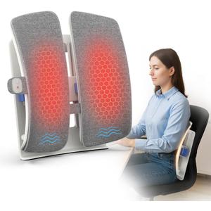 COMFIER Heated Lumbar Support Pillow with Vibration Massage, Back Support Cushion for Office Chair, Adjustable Height up to 18.1 in  Thoughtful Gifts for Mom Dad Women Men