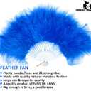 FANSOF.FANS Marabou Feather Hand Fan 45cm, Fancy Dress Wedding Party Favour Gift Outdoor Vintage Dance Photoshoot (Dark Blue)