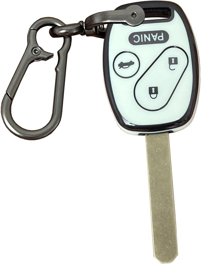 2 x for Honda Key Fob Shell Keyless Entry Systems Fit for Honda 2003-2012 Accord / 2006-2013 Civic EX / 2009-2015 Pilot /2005-2006 CR-V (4 Buttons Black-White)