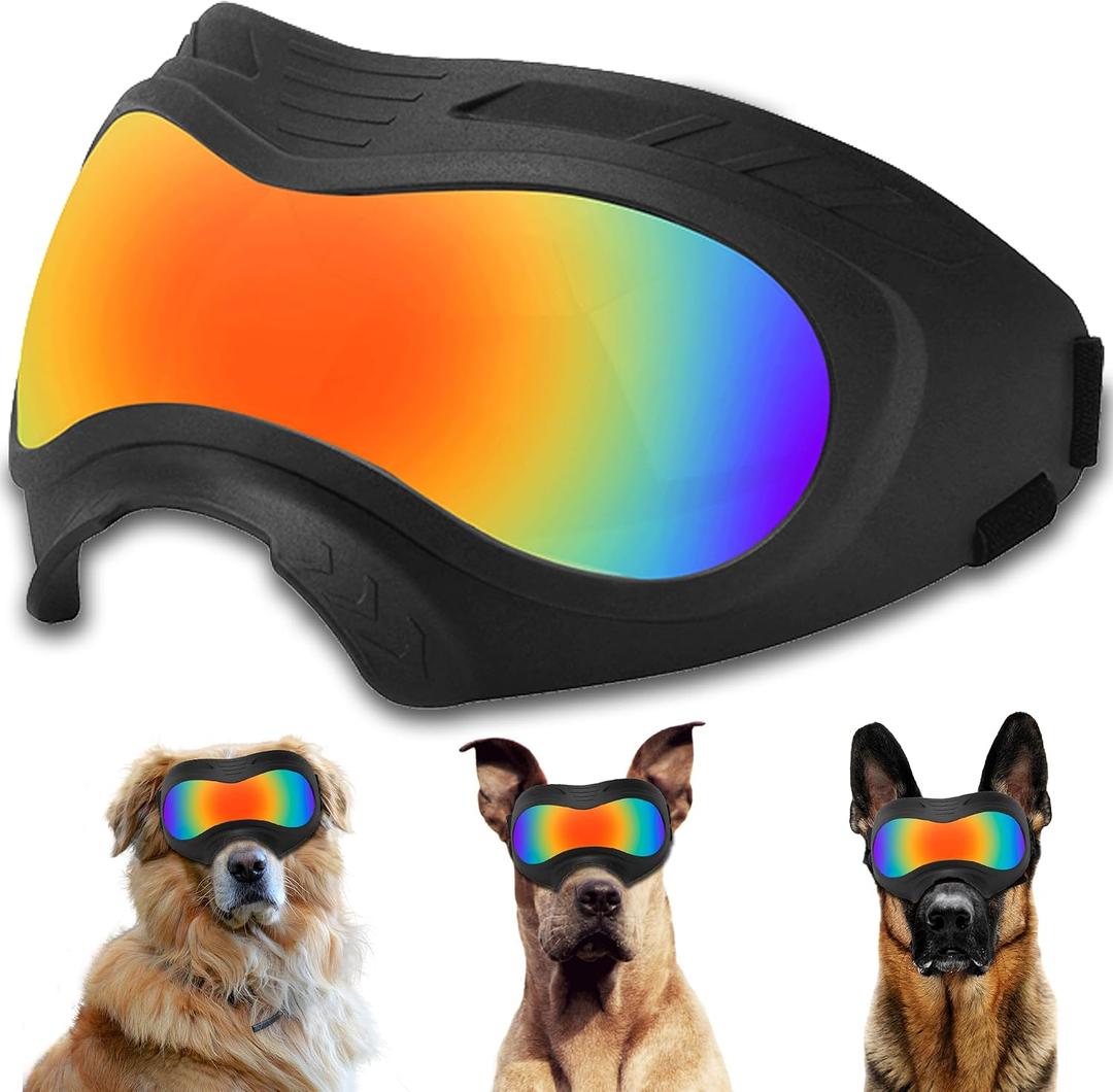 Dog Sunglasses,Doggles Anti-UV Protection, Pet Sunglasses with Adjustable Strap, Suitable for Motorcycle Car Driving Bike Riding Hiking Swimming Wind Dust Fog Dog Eye Protection