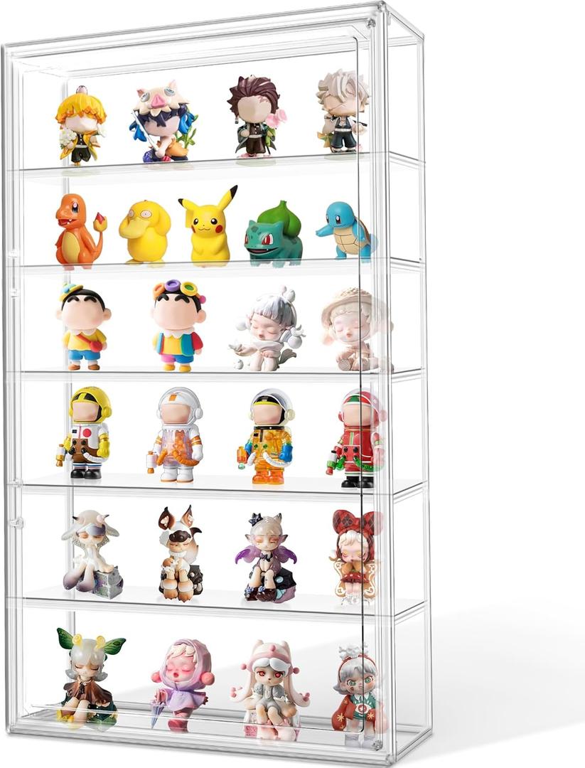 23.6'' Extra Large Wall Mounted Acrylic Display Case for Collectibles 13.8'' x 4.7'' x 23.6'' Clear Figures Collection Display Cases Storage Box Dustproof Showcase with 5 Adjustable Shelves