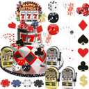 24 Pieces Casino Cake Topper Set with Mini Toy Slot Machine Poker Casino Cupcake Toppers for Casino Game Night Birthday Party Decorations Supplies