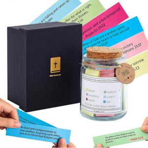 2 x Bible Verse Jar, Christian Gifts for Women Men, Bible Verses for Emotions and Feelings, Daily Scripture Prayer Hope Jar, Religious & Christian Home Decor, 90 Color Coded Scripture Cards(1PCS)
