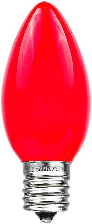 Novelty Lights 25 Pack C9 Ceramic Outdoor Christmas Replacement Bulbs, Red, E17/C9 Intermediate Base, 7 Watt
