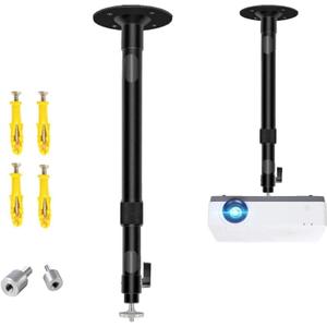 2-Be-Best Upgraded Longer Projector Mount, Extending Projector Ceiling Mount Projectors Wall Mount with Extendable Length 14-24 in / 37-62 cm Adjustable 360 Angle Rotatable Black (14-24IN)