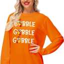 AOBUTE Womens Christmas Long Sleeve Sweatshirts Xmas Printed Casual Tops (Orange, XXL)