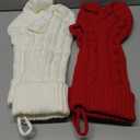 2pcs Knitted Christmas Stockings:Holiday Tree Hanging Ornaments for Candy, Party Favors, and Treats, Decorative Xmas Stockings for Home Decor, Red and Ivory