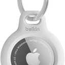 Belkin Apple AirTag Secure Holder with Key Ring - Durable Scratch Resistant Case With Open Face & Raised Edges - Protective AirTag Keychain Accessory For Keys, Pets, Luggage, Backpacks & More - White